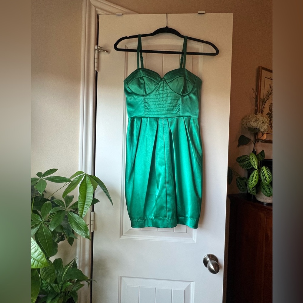 Y2K 2000s Aquamarine Teal Green Cocktail Bustier Dress, XS-S